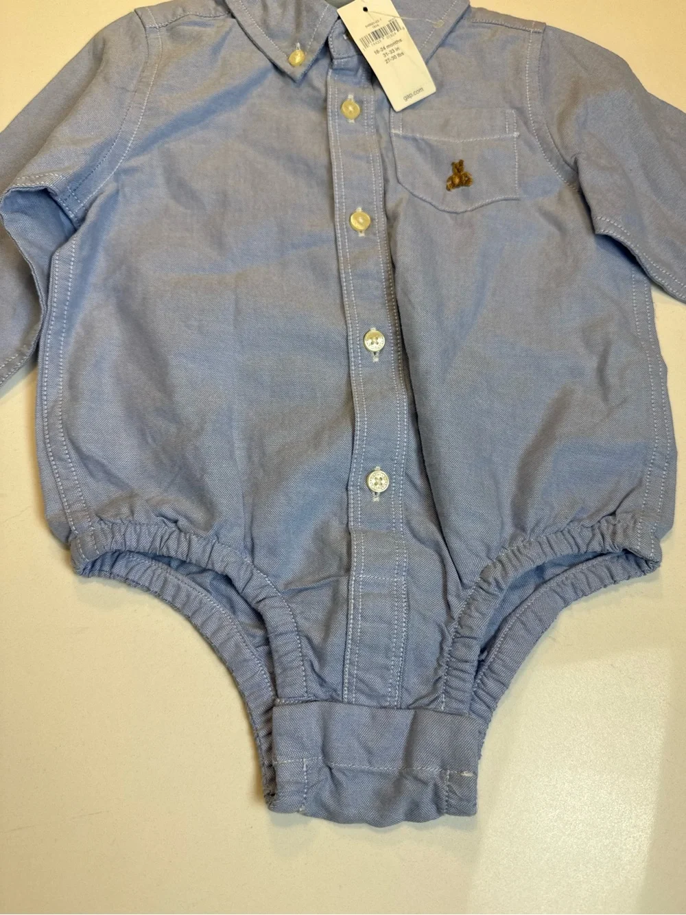 GAP Light Blue Baby Button-Up Shirt Onesie Size 18-24months‎